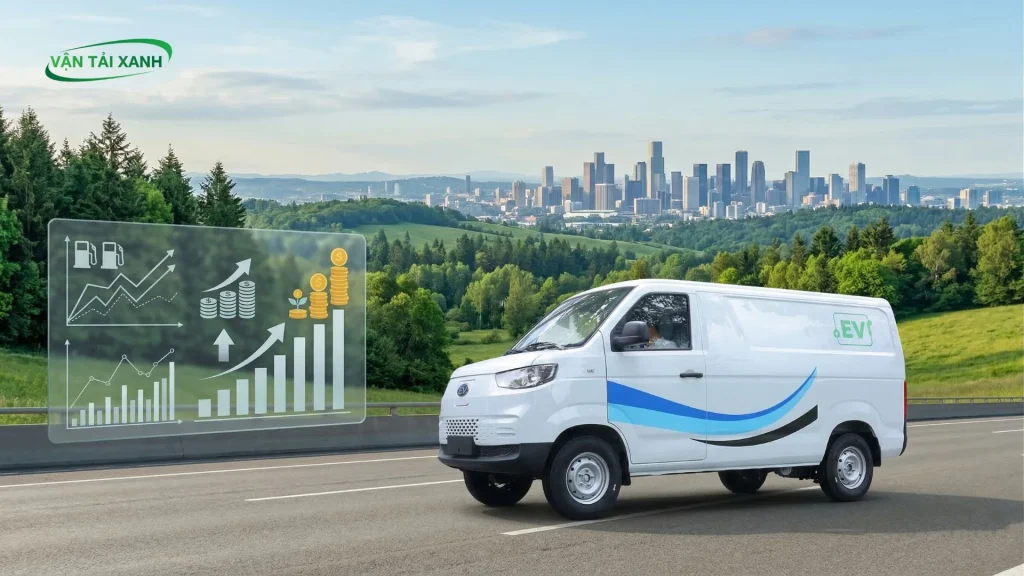 Xe tải van điện Karry E5 thế hệ mới màu trắng, thiết kế hiện đại